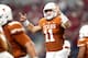 ARLINGTON, TEXAS - DECEMBER 01: Sam Ehlinger #11 of the Texas Longhorns celebrates his touchdown run against the Oklahoma Sooners in the first quarter at AT&T Stadium on December 01, 2018 in Arlington, Texas. (Photo by Ronald Martinez/Getty Images)