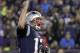 New England Patriots quarterback Tom Brady celebrates a touchdown run by James Develin during the second half of an NFL football game against the Minnesota Vikings, Sunday, Dec. 2, 2018, in Foxborough, Mass. (AP Photo/Elise Amendola)