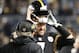Pittsburgh Steelers quarterback Ben Roethlisberger (7) puts on his helmet as he goes in to play against the Los Angeles Chargers in the first quarter of an NFL football game, Sunday, Dec. 2, 2018, in Pittsburgh. (AP Photo/Gene J. Puskar)