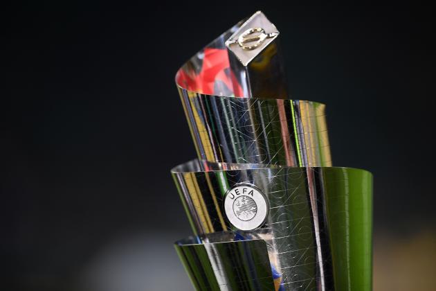 The UEFA Nations League trophy is pictured prior to the UEFA Nations League group 3 football match Italy vs Portugal at the San Siro Stadium in Milan on November 17, 2018. (Photo by Marco BERTORELLO / AFP)        (Photo credit should read MARCO BERTORELLO/AFP/Getty Images)
