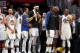 CLEVELAND, OH - JUNE 8: The Golden State Warriors look on in Game Four of the 2018 NBA Finals against the Cleveland Cavaliers on June 8, 2018 at Quicken Loans Arena in Cleveland, Ohio. NOTE TO USER: User expressly acknowledges and agrees that, by downloading and/or using this photograph, user is consenting to the terms and conditions of the Getty Images License Agreement. Mandatory Copyright Notice: Copyright 2018 NBAE (Photo by Nathaniel S. Butler/NBAE via Getty Images)