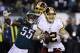 Washington Redskins quarterback Colt McCoy looks for a pass during the first half of an NFL football game against the Philadelphia Eagles, Monday, Dec. 3, 2018, in Philadelphia. (AP Photo/Michael Perez)