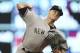 New York Yankees pitcher Sonny Gray throws against the Minnesota Twins in the first inning of a baseball game, Tuesday, Sept. 11, 2018, in Minneapolis. (AP Photo/Jim Mone)