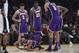 Los Angeles Lakers forward Brandon Ingram, below, lies on the floor after being injured as teammates Lonzo Ball, LeBron James, Tyson Chandler and Kyle Kuzma stand over him during the first half of an NBA basketball game against the San Antonio Spurs, Wednesday, Dec. 5, 2018, in Los Angeles. (AP Photo/Mark J. Terrill)