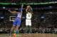 BOSTON, MA - DECEMBER 6: Kyrie Irving #11 of the Boston Celtics shoots the ball against the New York Knicks on December 6, 2018 at the TD Garden in Boston, Massachusetts. NOTE TO USER: User expressly acknowledges and agrees that, by downloading and/or using this photograph, user is consenting to the terms and conditions of the Getty Images License Agreement. Mandatory Copyright Notice: Copyright 2018 NBAE (Photo by Brian Babineau/NBAE via Getty Images)