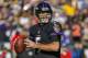 BALTIMORE, MD - NOVEMBER 04: Joe Flacco #5 of the Baltimore Ravens drops back to pass against the Pittsburgh Steelers during the second quarter at M&T Bank Stadium on November 4, 2018 in Baltimore, Maryland. (Photo by Scott Taetsch/Getty Images)