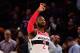 NEW YORK, NEW YORK - DECEMBER 03: John Wall #2 of the Washington Wizards reacts after scoring a basket in the final seconds of the fourth quarter of the game against New York Knicks at Madison Square Garden on December 03, 2018 in New York City. NOTE TO USER: User expressly acknowledges and agrees that, by downloading and or using this photograph, User is consenting to the terms and conditions of the Getty Images License Agreement. (Photo by Sarah Stier/Getty Images)