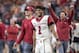 FILE - In this Dec. 1, 2018, file photo, Oklahoma quarterback Kyler Murray (1) celebrates on the sidelines after throwing a touchdown against Oklahoma during the second half of the Big 12 Conference championship NCAA college football game, in Arlington, Texas. Murray was named The Associated Press college football Player of the Year, Thursday, Dec. 6, 2018. (AP Photo/Jeffrey McWhorter, File)