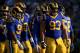 LOS ANGELES, CA - NOVEMBER 11: Aaron Donald #99 and Ndamukong Suh #93 of the Los Angeles Rams wait during a 36-31 win over the Seattle Seahawks at Los Angeles Memorial Coliseum on November 11, 2018 in Los Angeles, California. (Photo by Harry How/Getty Images)