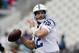Indianapolis Colts quarterback Andrew Luck warms up before an NFL football game against the Jacksonville Jaguars, Sunday, Dec. 2, 2018, in Jacksonville, Fla. (AP Photo/Gary McCullough)