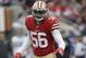 San Francisco 49ers linebacker Reuben Foster (56) against the Jacksonville Jaguars during the first half of an NFL football game in Santa Clara, Calif., Sunday, Dec. 24, 2017. (AP Photo/Marcio Jose Sanchez)