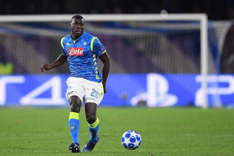 NAPLES, ITALY - NOVEMBER 28:  Kalidou Koulibaly of SSC Napoli in action during the Group C match of the UEFA Champions League between SSC Napoli and Red Star Belgrade at Stadio San Paolo on November 28, 2018 in Naples, Italy.  (Photo by Francesco Pecoraro/Getty Images)