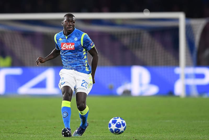 NAPLES, ITALY - NOVEMBER 28:  Kalidou Koulibaly of SSC Napoli in action during the Group C match of the UEFA Champions League between SSC Napoli and Red Star Belgrade at Stadio San Paolo on November 28, 2018 in Naples, Italy.  (Photo by Francesco Pecoraro/Getty Images)