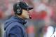 Michigan head coach Jim Harbaugh watches his team from the sidelines during the first half of their an NCAA college football game against Ohio State, Saturday, Nov. 24, 2018, in Columbus, Ohio. (AP Photo/Jay LaPrete)