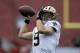 New Orleans Saints quarterback Drew Brees (9) throws a pass before an NFL football game against the Tampa Bay Buccaneers Sunday, Dec. 9, 2018, in Tampa, Fla. (AP Photo/Jason Behnken)