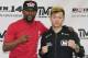 LAS VEGAS, NEVADA - DECEMBER 06: Floyd Mayweather Jr. (L) and Tenshin Nasukawa pose during a news conference at the Mayweather Boxing Club on December 6, 2018 in Las Vegas, Nevada. The two will meet in a three-round boxing exhibition at Saitama Prefecture Super Arena in Saitama, Japan on December 31, 2018. (Photo by Ethan Miller/Getty Images)