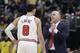 Chicago Bulls head coach Jim Boylen talks with Zach LaVine during the second half of an NBA basketball game against the Indiana Pacers, Tuesday, Dec. 4, 2018, in Indianapolis. Indiana won 96-90. (AP Photo/Darron Cummings)