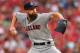 CINCINNATI, OH - AUGUST 14: Corey Kluber #28 of the Cleveland Indians pitches in the first inning against the Cincinnati Reds at Great American Ball Park on August 14, 2018 in Cincinnati, Ohio. (Photo by Jamie Sabau/Getty Images)