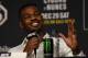 NEW YORK, NEW YORK - NOVEMBER 02: Jon Jones interacts with the media during the UFC 232 press conference inside Hulu Theater at Madison Square Garden on November 2, 2018 in New York, New York. (Photo by Jeff Bottari/Zuffa LLC/Zuffa LLC via Getty Images)
