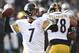 Pittsburgh Steelers quarterback Ben Roethlisberger (7) passes against the Oakland Raiders during the first half of an NFL football game in Oakland, Calif., Sunday, Dec. 9, 2018. (AP Photo/Ben Margot)