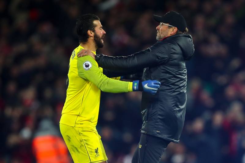 Image result for alisson and klopp