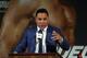 LAS VEGAS, NV - SEPTEMBER 14: Former boxer Oscar De La Hoya speaks during undercard press conference at the KA Theatre at MGM Grand Hotel & Casino on September 14, 2018 in Las Vegas, Nevada. (Photo by Omar Vega/Getty Images)