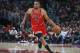 Chicago Bulls forward Jabari Parker drives to the basket against the Golden State Warriors during the second half of an NBA basketball game, Monday, Oct. 29, 2018, in Chicago. (AP Photo/Kamil Krzaczynski)