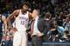 OKLAHOMA CITY, OK - MARCH 30: Paul George #13 and Head Coach Billy Donovan of the Oklahoma City Thunder talk during the game against the Denver Nuggets on March 30, 2018 at Chesapeake Energy Arena in Oklahoma City, Oklahoma. NOTE TO USER: User expressly acknowledges and agrees that, by downloading and/or using this photograph, user is consenting to the terms and conditions of the Getty Images License Agreement. Mandatory Copyright Notice: Copyright 2018 NBAE (Photo by Layne Murdoch/NBAE via Getty Images)