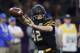 Appalachian State quarterback Zac Thomas (12) passes in the first half of the New Orleans Bowl NCAA college football game against Middle Tennessee in New Orleans, Saturday, Dec. 15, 2018. (AP Photo/Gerald Herbert)