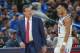 INDIANAPOLIS, IN - NOVEMBER 06: Head coach Bill Self of the Kansas Jayhawks talks with Devon Dotson #11 of the Kansas Jayhawks during the game against the Michigan State Spartans at Bankers Life Fieldhouse on November 6, 2018 in Indianapolis, Indiana. (Photo by Michael Hickey/Getty Images)