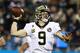 New Orleans Saints' Drew Brees (9) looks to pass against the Carolina Panthers in the first half of an NFL football game in Charlotte, N.C., Monday, Dec. 17, 2018. (AP Photo/Jason E. Miczek)