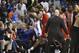 Oklahoma City Thunder forward Jerami Grant, center left, scuffles with Chicago Bull center Robin Lopez, center right, in the second half of an NBA basketball game in Oklahoma City, Monday, Dec. 17, 2018. (AP Photo/Kyle Phillips)