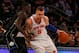 NEW YORK, NY - FEBRUARY 06: (NEW YORK DAILIES OUT) Kristaps Porzingis #6 of the New York Knicks in action against Thon Maker #7 of the Milwaukee Bucks at Madison Square Garden on February 6, 2018 in New York City. The Bucks defeated the Knicks 103-89. NOTE TO USER: User expressly acknowledges and agrees that, by downloading and/or using this Photograph, user is consenting to the terms and conditions of the Getty Images License Agreement. (Photo by Jim McIsaac/Getty Images)