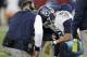 Tennessee Titans quarterback Marcus Mariota (8) is attended to after being injured in the first half of an NFL football game against the Washington Redskins Saturday, Dec. 22, 2018, in Nashville, Tenn. (AP Photo/James Kenney)