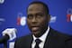 Philadelphia 76ers general manager Elton Brand speaks with members of the media during a news conference at the NBA basketball team's practice facility in Camden, N.J., Tuesday, Nov. 13, 2018. (AP Photo/Matt Rourke)