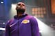 LOS ANGELES, CA - DECEMBER 21: LeBron James #23 of the Los Angeles Lakers stands for the National Anthem prior to a game against the New Orleans Pelicans on December 21, 2018 at STAPLES Center in Los Angeles, California. NOTE TO USER: User expressly acknowledges and agrees that, by downloading and/or using this Photograph, user is consenting to the terms and conditions of the Getty Images License Agreement. Mandatory Copyright Notice: Copyright 2018 NBAE (Photo by Andrew D. Bernstein/NBAE via Getty Images)