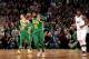 BOSTON, MA - DECEMBER 25: Kyrie Irving #11 of the Boston Celtics reacts against the Philadelphia 76ers on December 25, 2018 at the TD Garden in Boston, Massachusetts. NOTE TO USER: User expressly acknowledges and agrees that, by downloading and or using this photograph, User is consenting to the terms and conditions of the Getty Images License Agreement. Mandatory Copyright Notice: Copyright 2018 NBAE (Photo by Brian Babineau/NBAE via Getty Images)