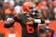 CLEVELAND, OH - DECEMBER 23: Baker Mayfield #6 of the Cleveland Browns looks to pass during the first quarter against the Cincinnati Bengals at FirstEnergy Stadium on December 23, 2018 in Cleveland, Ohio. (Photo by Kirk Irwin/Getty Images)