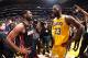 LOS ANGELES, CA - DECEMBER 10: Dwyane Wade #3 of the Miami Heat and LeBron James #23 of the Los Angeles Lakers are photographed after the game between the two teams on December 10, 2018 at STAPLES Center in Los Angeles, California. NOTE TO USER: User expressly acknowledges and agrees that, by downloading and/or using this Photograph, user is consenting to the terms and conditions of the Getty Images License Agreement. Mandatory Copyright Notice: Copyright 2018 NBAE (Photo by Andrew D. Bernstein/NBAE via Getty Images)