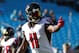 Atlanta Falcons' Julio Jones (11) gives a thumbs up as he warms up before an NFL football game against the Carolina Panthers in Charlotte, N.C., Sunday, Dec. 23, 2018. (AP Photo/Jason E. Miczek)