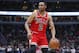 Chicago Bulls forward Jabari Parker drives to the basket against the Boston Celtics during the first half of an NBA basketball game, Saturday, Dec. 8, 2018, in Chicago. (AP Photo/Kamil Krzaczynski)