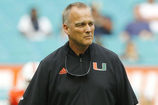 MIAMI GARDENS, FL - NOVEMBER 24:  Head coach Mark Richt of the Miami Hurricanes looks on prior to the game against the Pittsburgh Panthers at Hard Rock Stadium on November 24, 2018 in Miami Gardens, Florida.  (Photo by Michael Reaves/Getty Images)