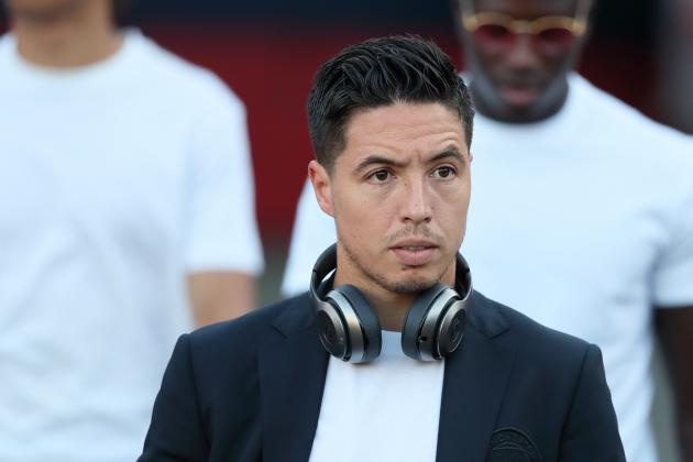 LOS ANGELES, CA - JULY 26: Samir Nasri of Manchester City arrives prior to the International Champions Cup 2017 match between Manchester City and Real Madrid at Los Angeles Memorial Coliseum on July 26, 2017 in Los Angeles, California. (Photo by Matthew Ashton - AMA/Getty Images)