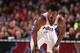 PORTLAND, OR - DECEMBER 30: Jimmy Butler #23 of the Philadelphia 76ers looks on against the Portland Trail Blazers on December 30 , 2018 at the Moda Center Arena in Portland, Oregon. NOTE TO USER: User expressly acknowledges and agrees that, by downloading and or using this photograph, user is consenting to the terms and conditions of the Getty Images License Agreement. Mandatory Copyright Notice: Copyright 2018 NBAE (Photo by Sam Forencich/NBAE via Getty Images)