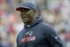New England Patriots linebackers coach Brian Flores watches his team warm up before an NFL football game against the Houston Texans, Sunday, Sept. 9, 2018, in Foxborough, Mass. (AP Photo/Charles Krupa)
