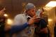 MILWAUKEE, WI - OCTOBER 20: Manny Machado #8 of the Los Angeles Dodgers celebrates with the Warren C. Giles Trophy in the locker room after defeating the Milwaukee Brewers in Game Seven to win the National League Championship Series at Miller Park on October 20, 2018 in Milwaukee, Wisconsin. (Photo by Jeff Roberson - Pool/Getty Images)