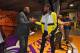 LOS ANGELES, CA - NOVEMBER 29: President of the Los Angeles Lakers, Magic Johnson shakes hands with Brandon Ingram #14 before the game against the Golden State Warriors on November 29, 2017 at STAPLES Center in Los Angeles, California. NOTE TO USER: User expressly acknowledges and agrees that, by downloading and/or using this Photograph, user is consenting to the terms and conditions of the Getty Images License Agreement. Mandatory Copyright Notice: Copyright 2017 NBAE (Photo by Andrew D. Bernstein/NBAE via Getty Images)