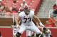 Alabama offensive lineman Jonah Williams sets up to block against Arkansas in the second half of an NCAA college football game Saturday, Oct. 6, 2018, in Fayetteville, Ark. (AP Photo/Michael Woods)