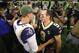 NEW ORLEANS, LA - NOVEMBER 04: Quarterback Jared Goff #16 of the Los Angeles Rams (L) greets quarterback Drew Brees #9 of the New Orleans Saints after the Saints defeated the Ram 45-35 in the game at Mercedes-Benz Superdome on November 4, 2018 in New Orleans, Louisiana. (Photo by Gregory Shamus/Getty Images)