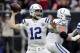 Indianapolis Colts quarterback Andrew Luck (12) throws against the Houston Texans during the first half of an NFL wild card playoff football game, Saturday, Jan. 5, 2019, in Houston. (AP Photo/Michael Wyke)